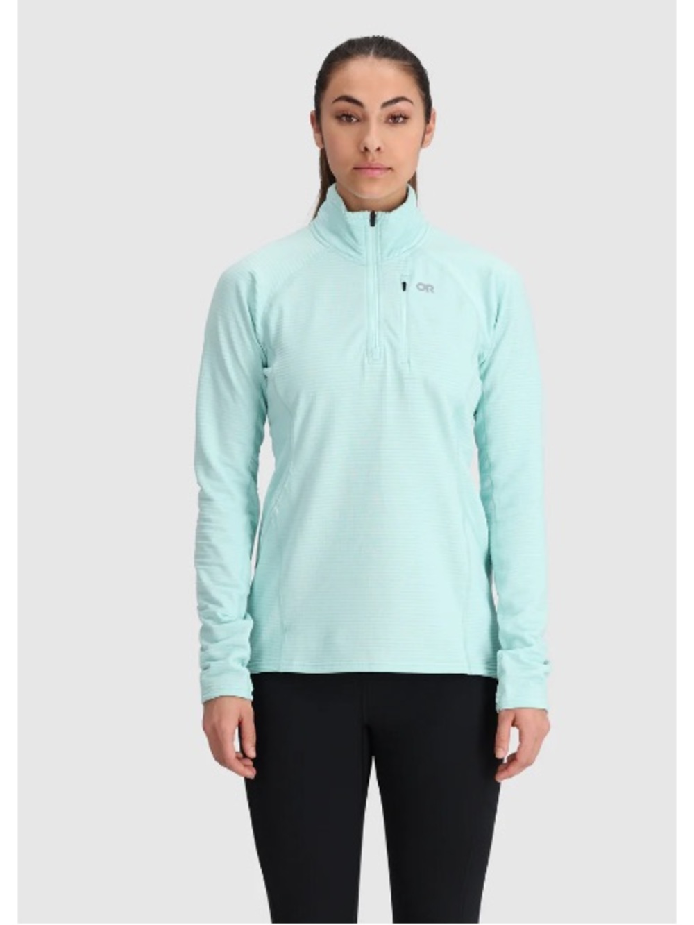 Outdoor Research Vigor Grid Fleece Quarter Zip Pullover | Aqua Blue | Size Med